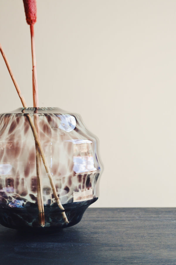 Blue and Brown Glass Vase