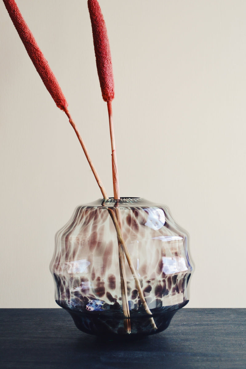 Blue and Brown Glass Vase