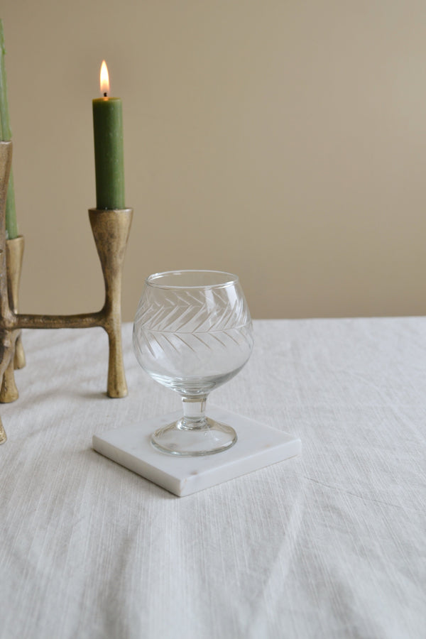 Hand Etched Cognac Glass