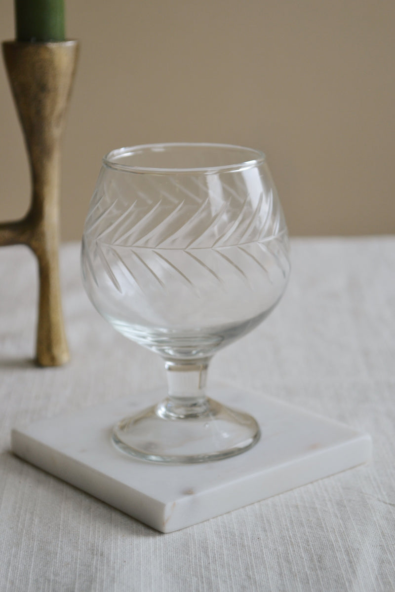 Hand Etched Cognac Glass