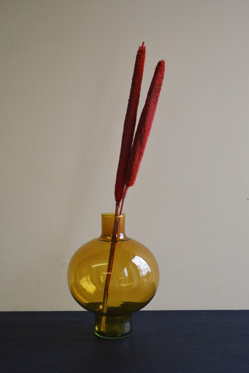 Yellow Recycled Round Glass Vase