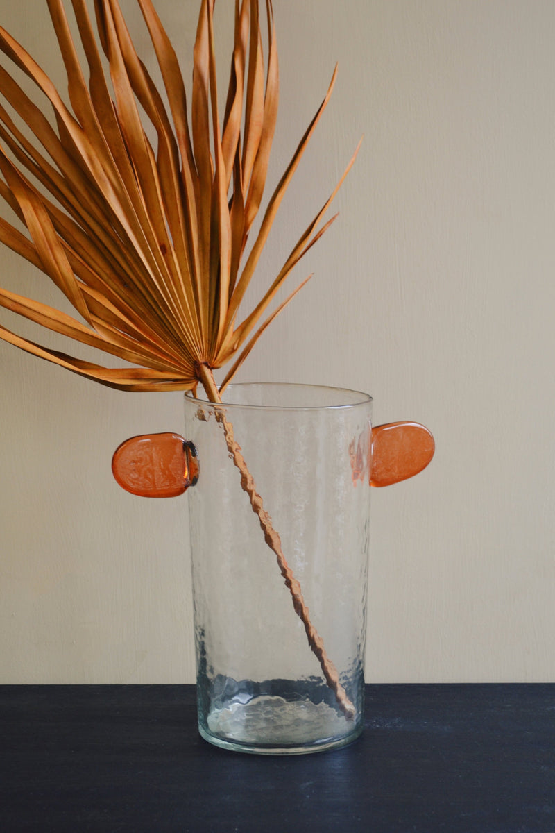 Recycled Glass Vase with Orange Ears
