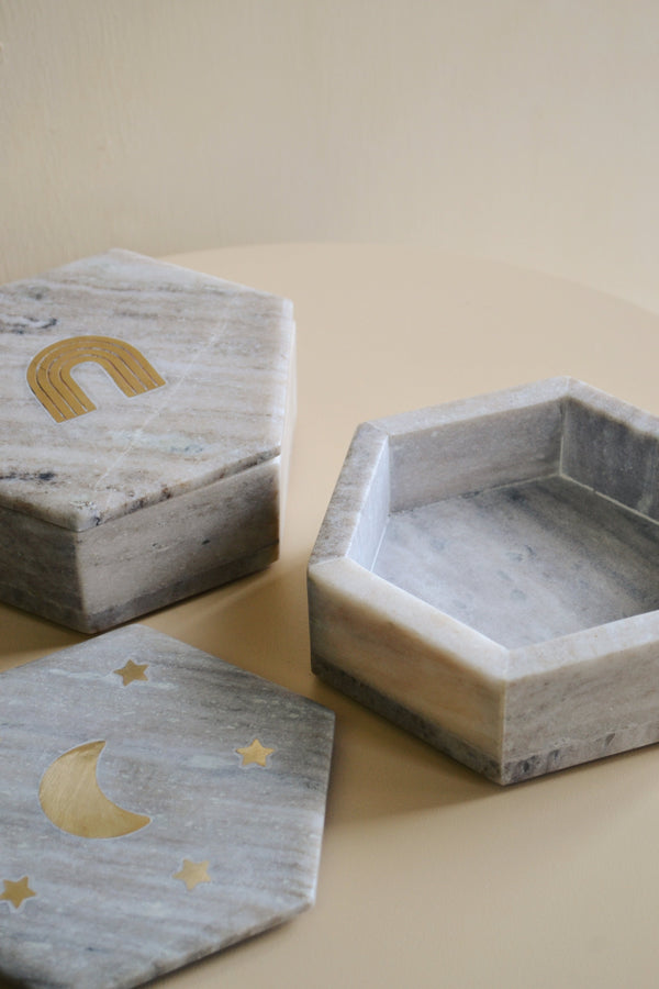 Marble Box with Brass Inlay - Two Styles Available