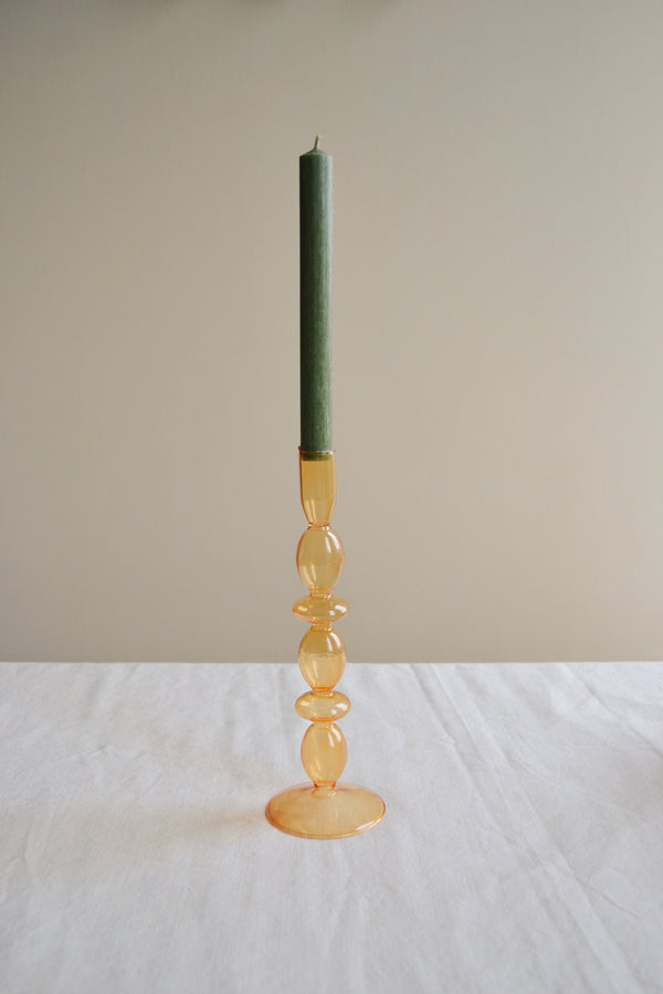 Amber Glass Candlestick Holder