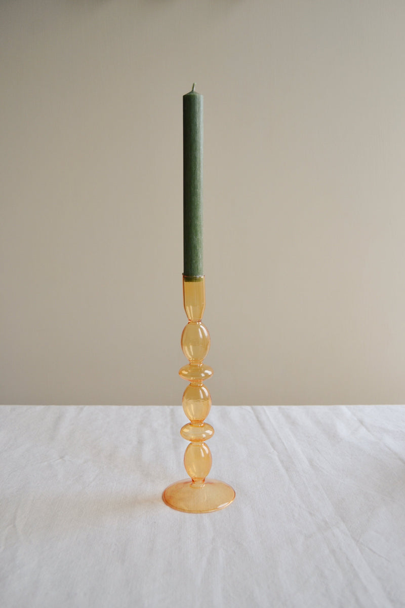 Amber Glass Candlestick Holder