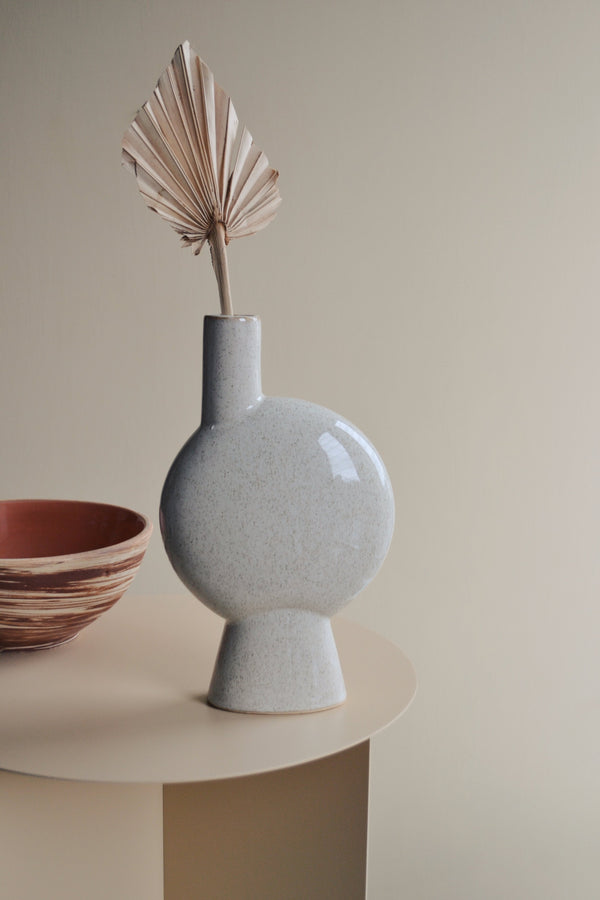 White Glazed Sculptural Stoneware Vase