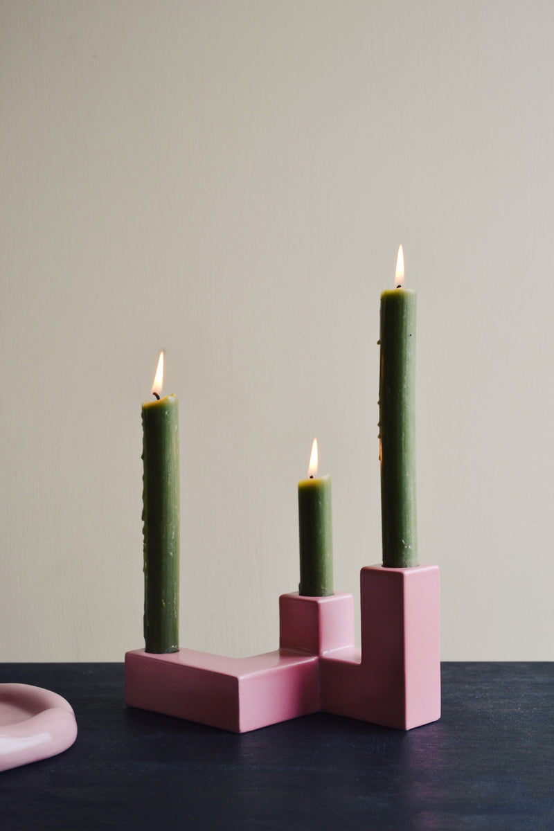 Tube Pink Candle Holder