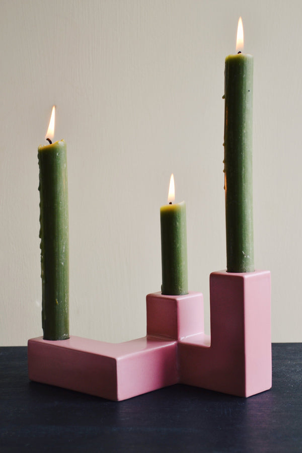 Tube Pink Candle Holder