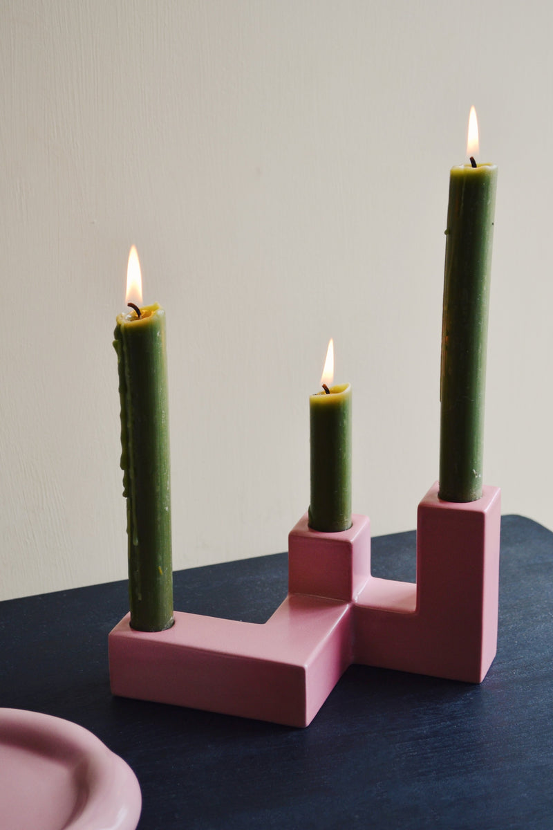 Tube Pink Candle Holder