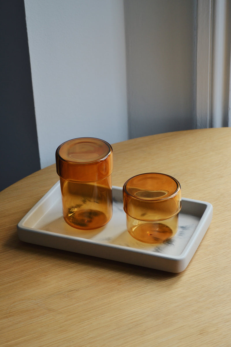 Set of Two Glass Storage Jar with Lid