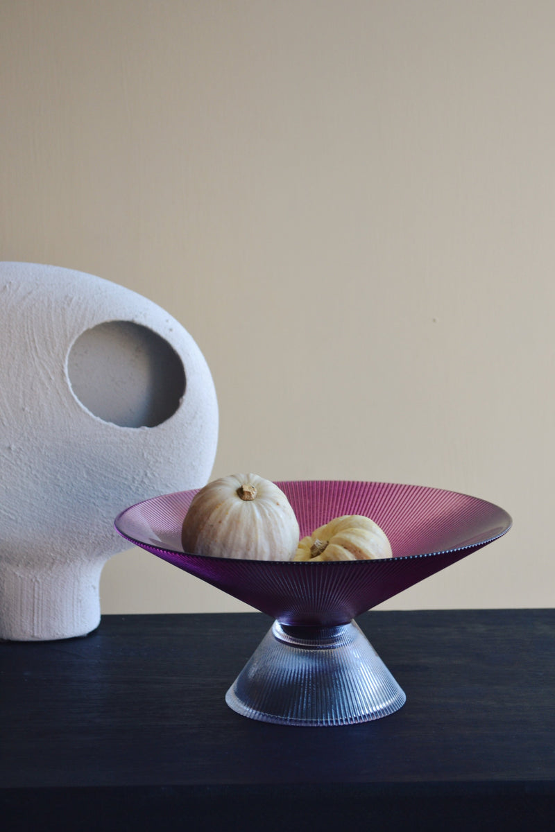 Smoked Pink Glass Fruit Bowl