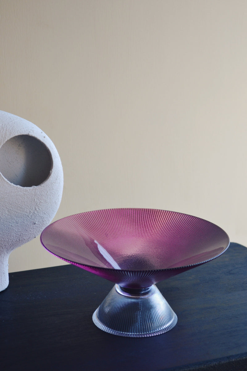 Smoked Pink Glass Fruit Bowl