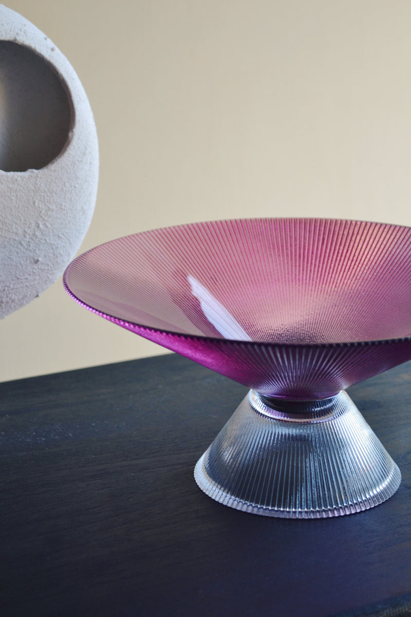 Smoked Pink Glass Fruit Bowl