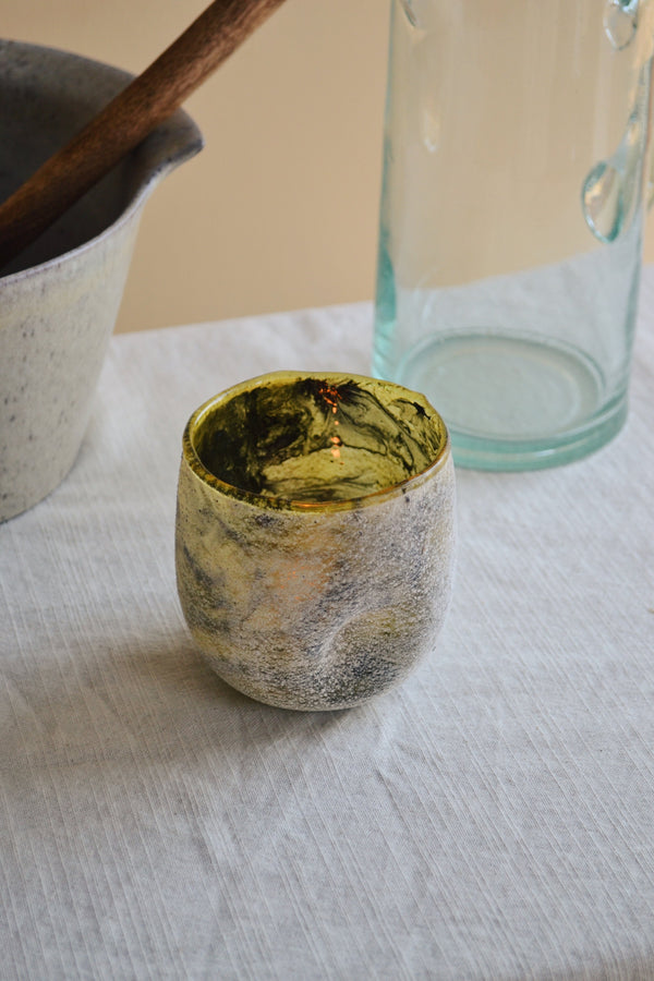 Matt Green Organic Shaped Glass Votive