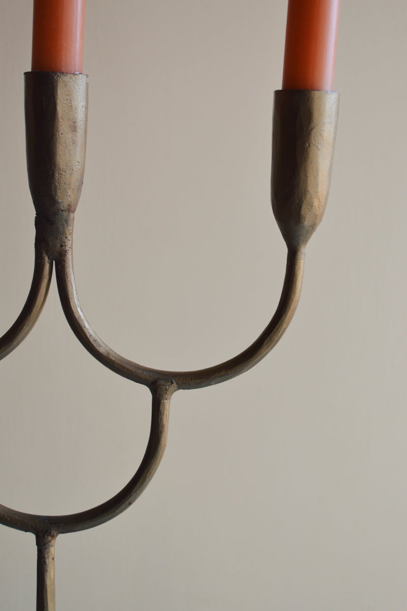 Hand Forged Matt Brass Candle Holder