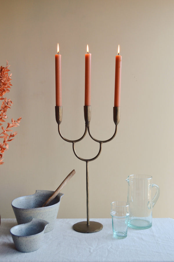 Hand Forged Matt Brass Candle Holder