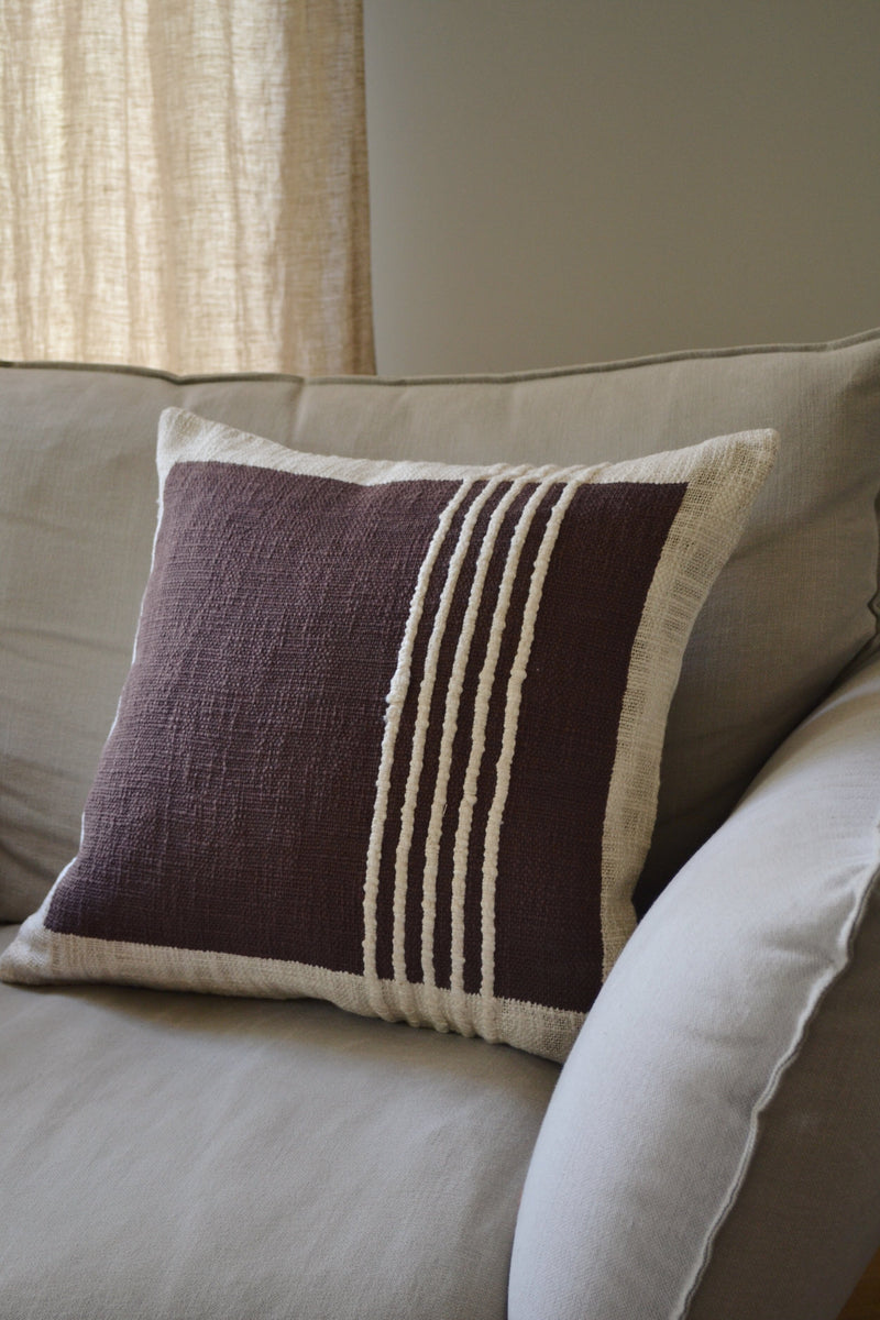 Brown and off White Textural Cushion