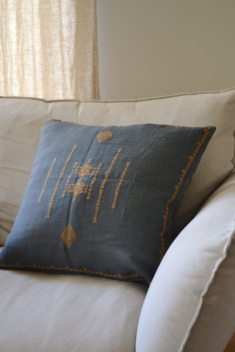 Dark Grey Inka Embroidered Cushion