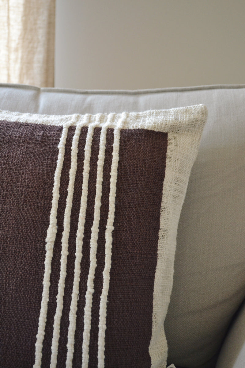 Brown and off White Textural Cushion
