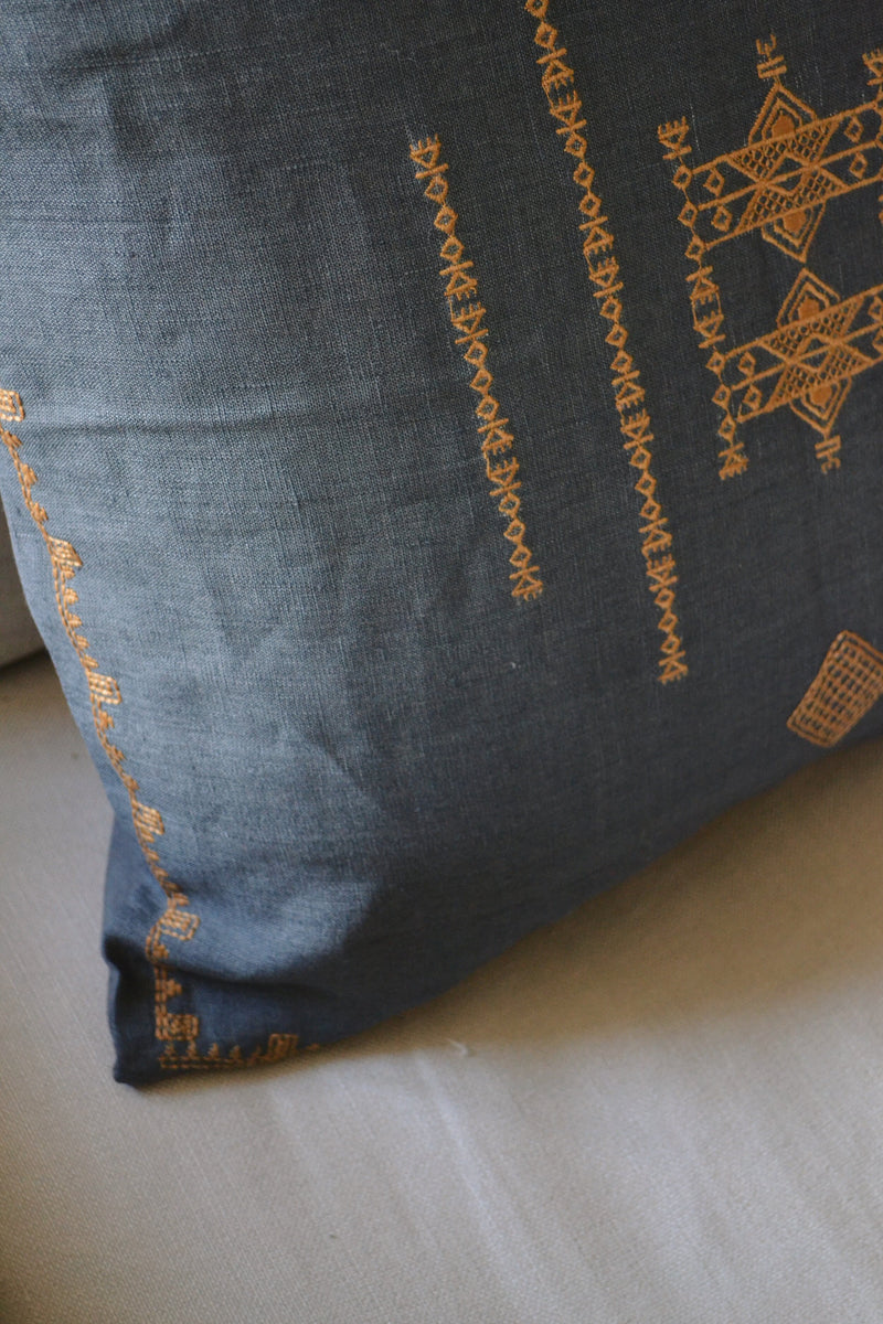 Dark Grey Inka Embroidered Cushion