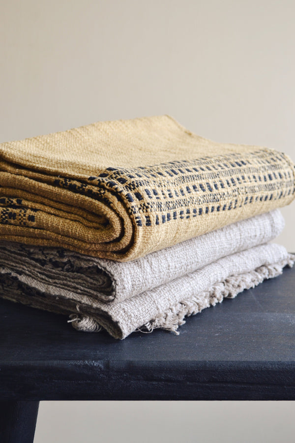 Cotton Throw with Fringing - Two Colours Available