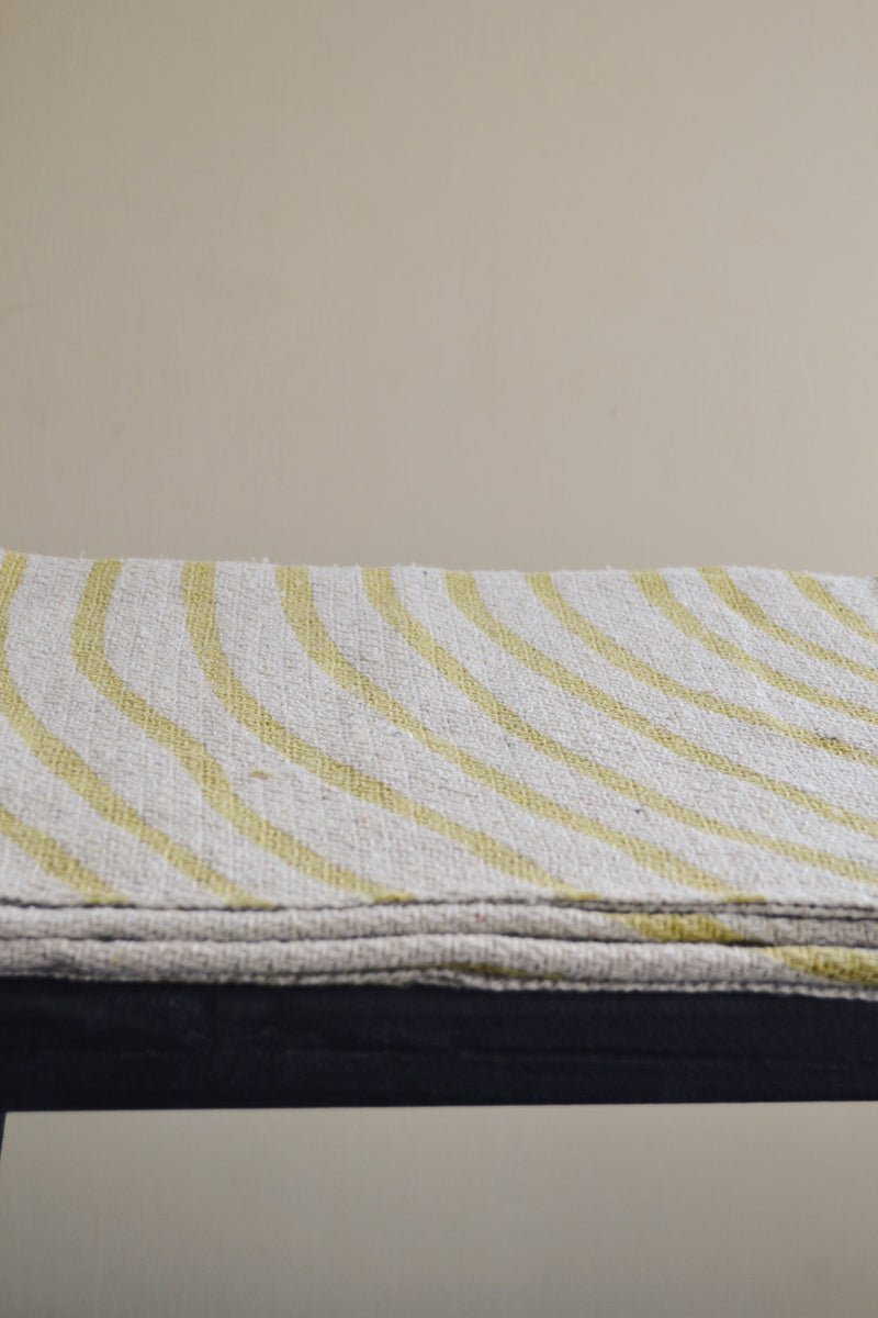 Beige and Yellow Recycled Cotton Throw