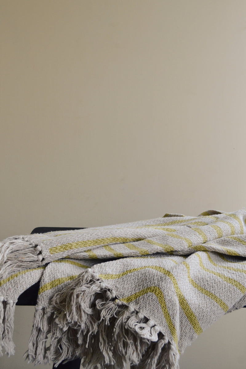 Beige and Yellow Recycled Cotton Throw