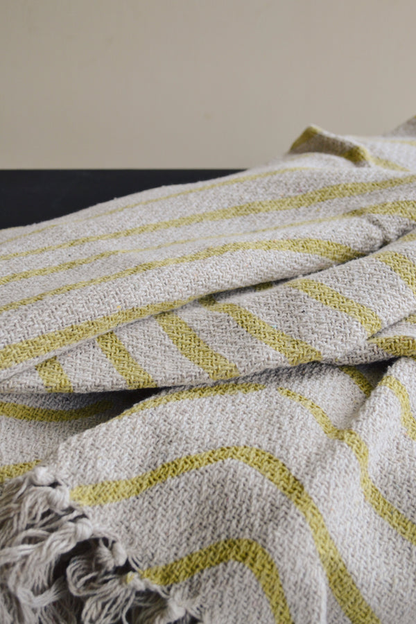 Beige and Yellow Recycled Cotton Throw