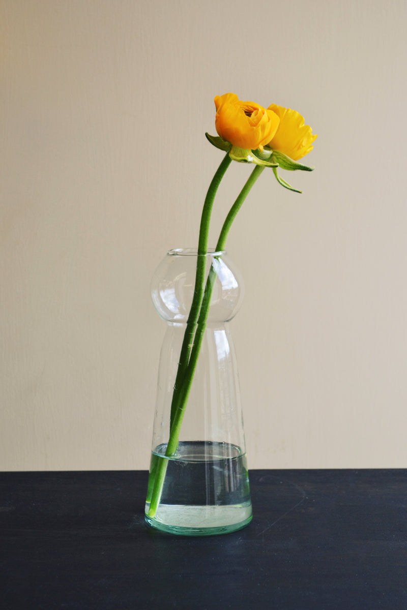 Clear Recycled Glass Flower Vase