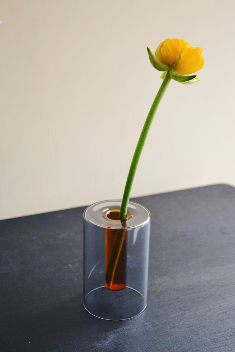 Small Grey / Orange Reversible Glass Vase