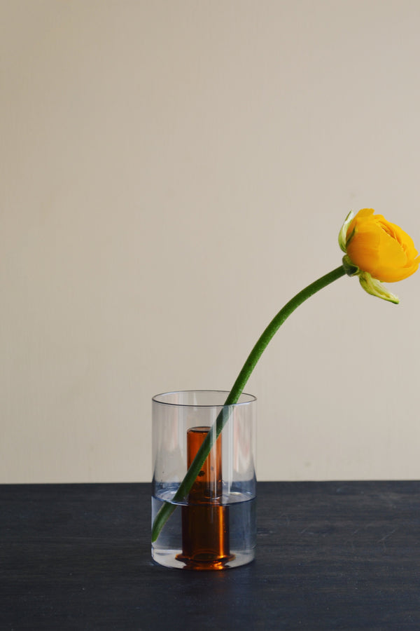 Small Grey / Orange Reversible Glass Vase