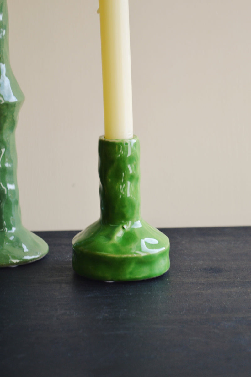 Green Ceramic Candle Holder - Two Sizes Available