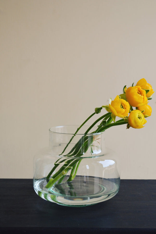 Clear Recycled Glass Wide Vase