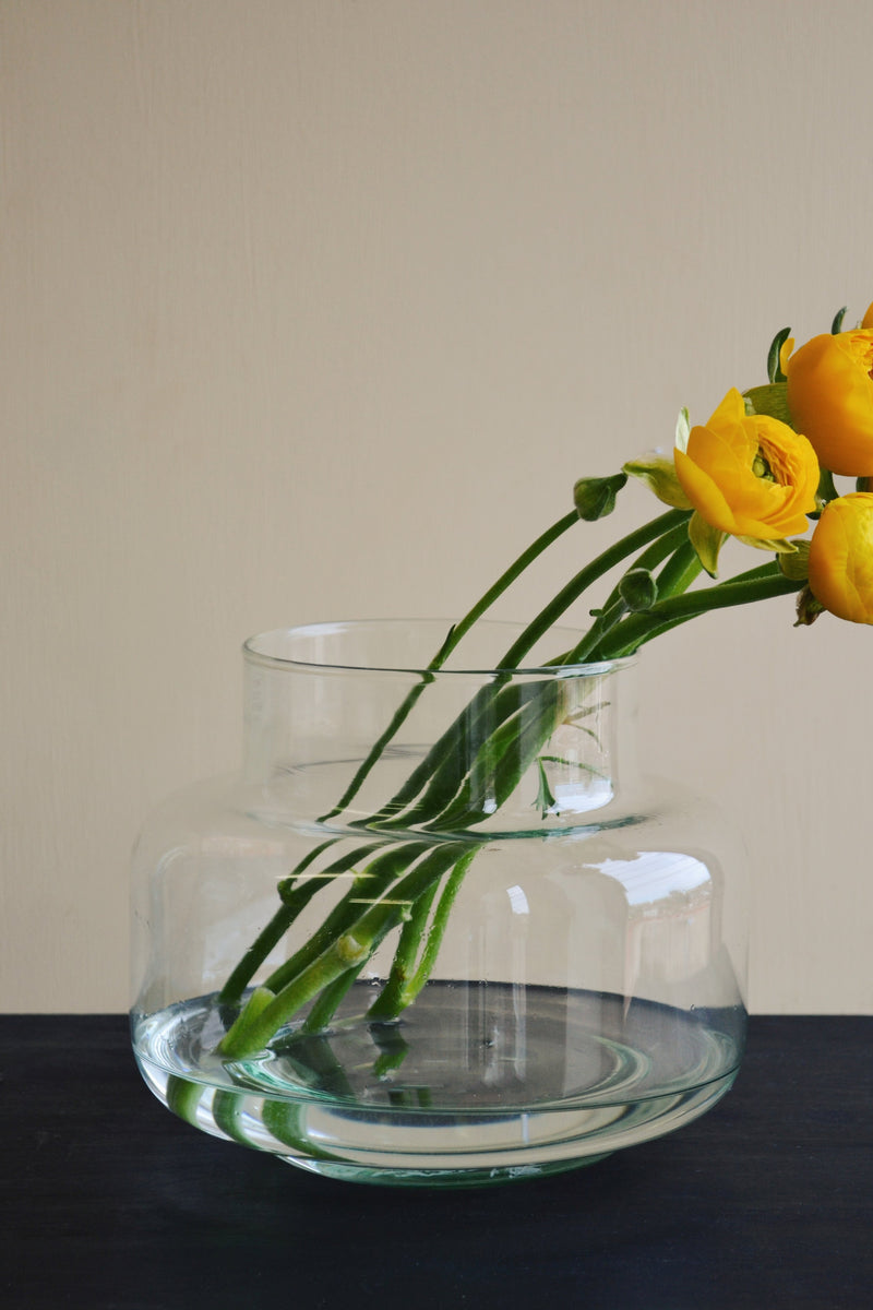 Clear Recycled Glass Wide Vase