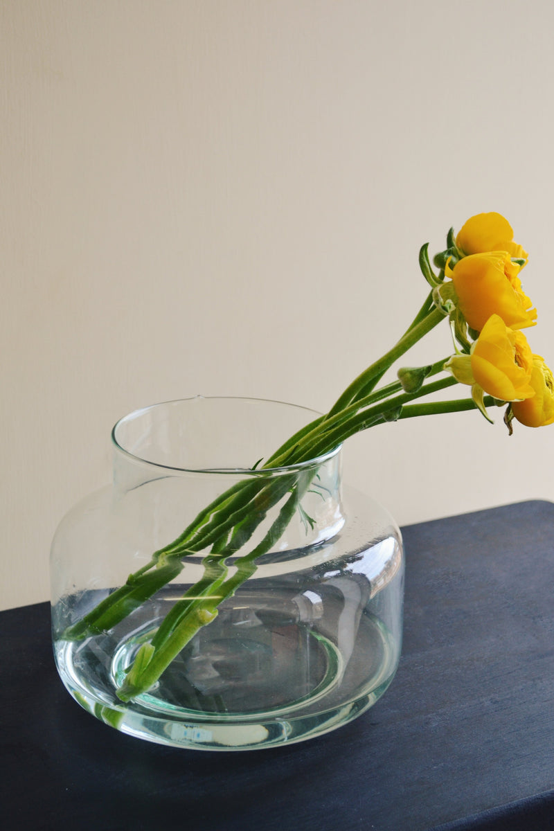 Clear Recycled Glass Wide Vase