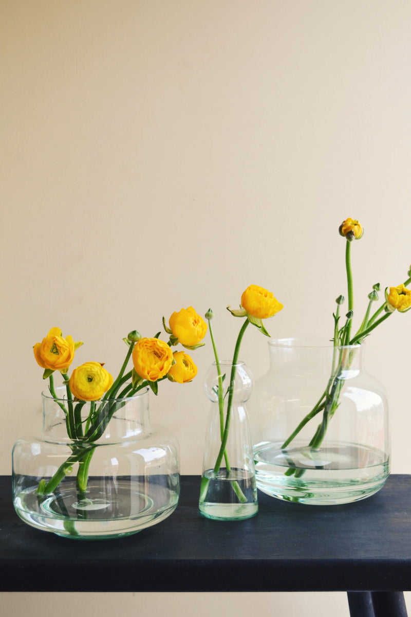 Clear Recycled Glass Wide Vase