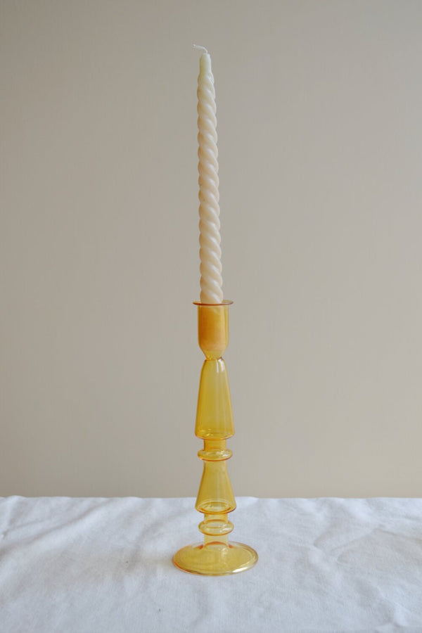 Mustard Glass Candle Holder