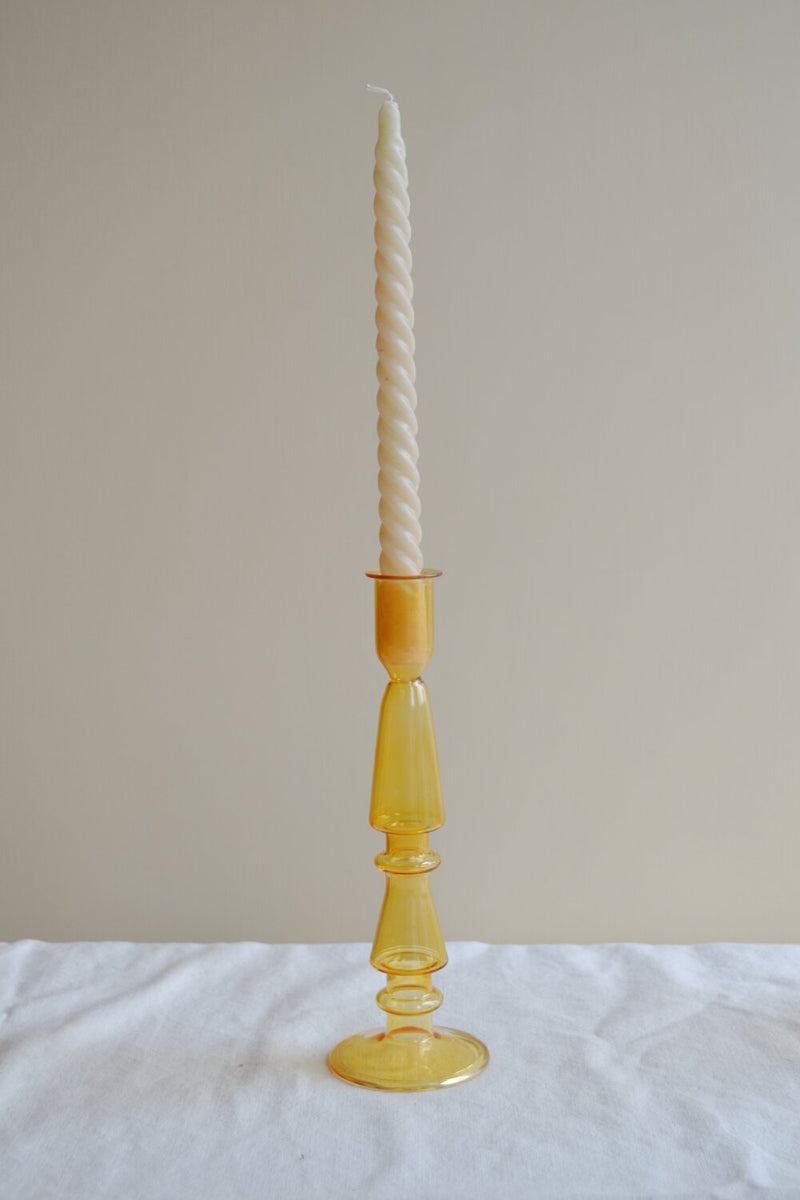 Mustard Glass Candle Holder