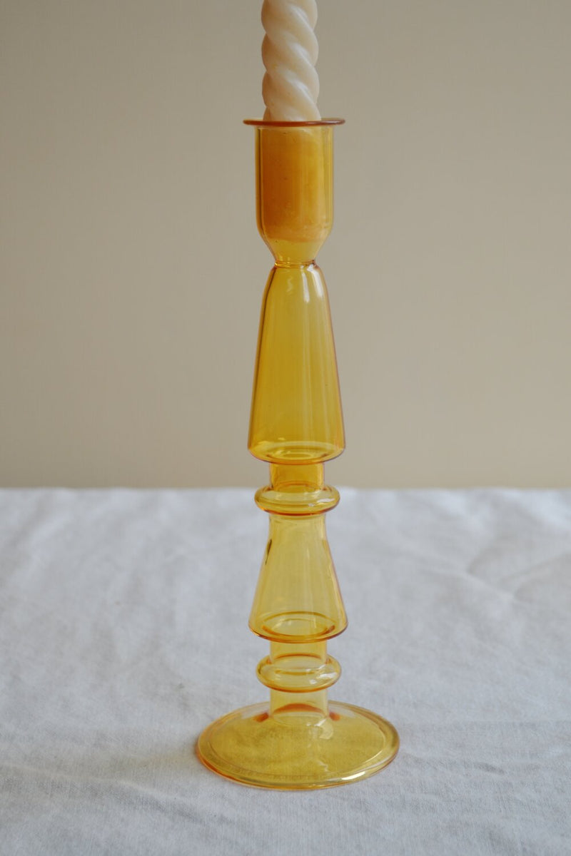 Mustard Glass Candle Holder