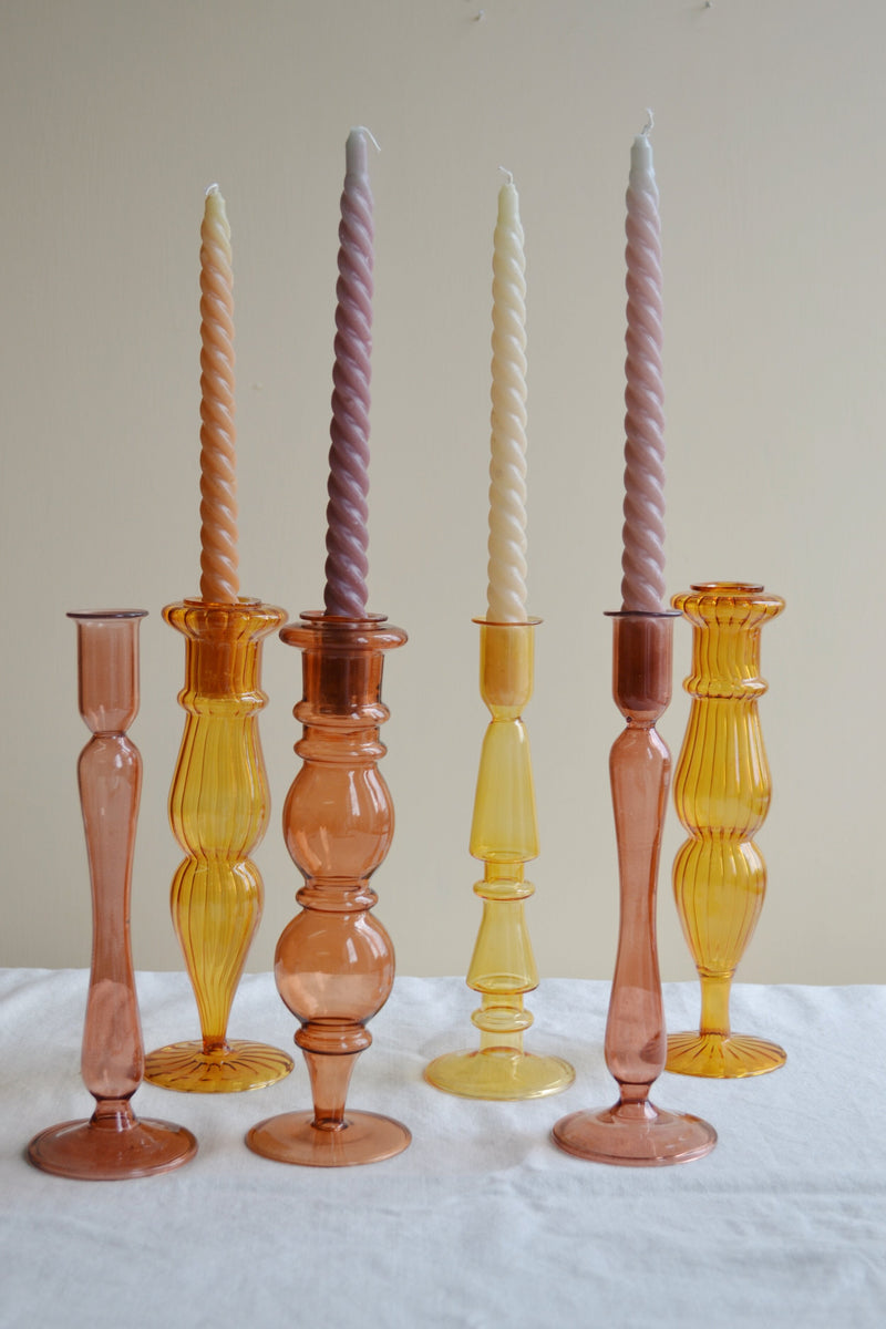 Classic Mustard Glass Candle Holder