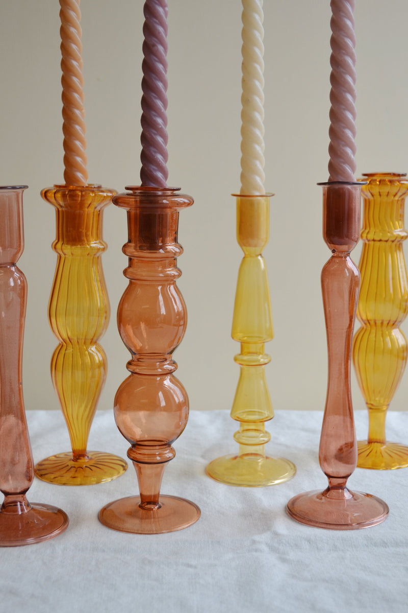 Classic Mustard Glass Candle Holder