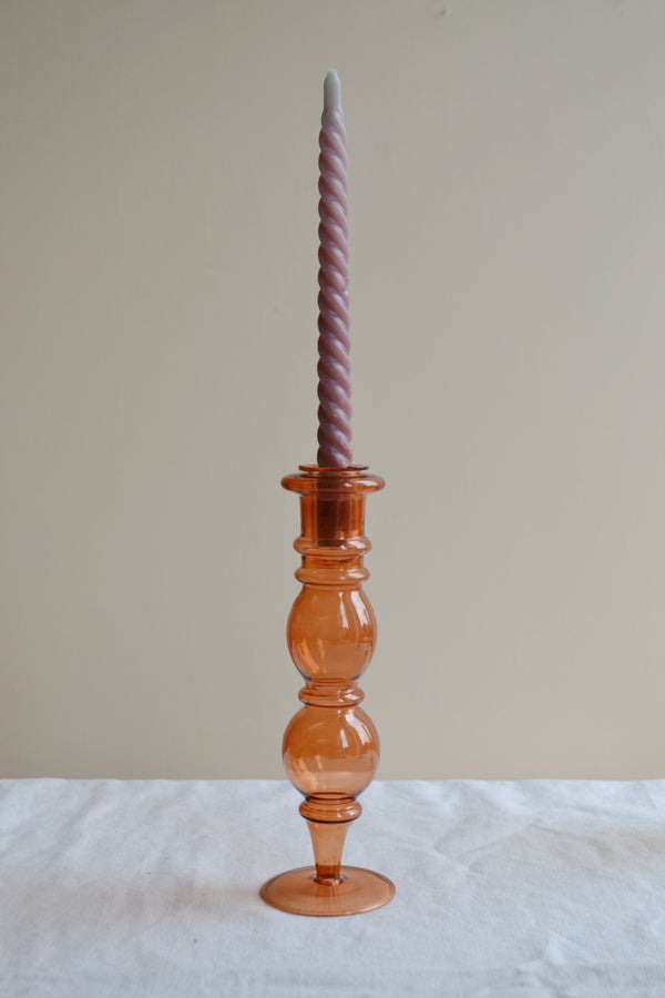 Classic Coral Glass Candle Holder