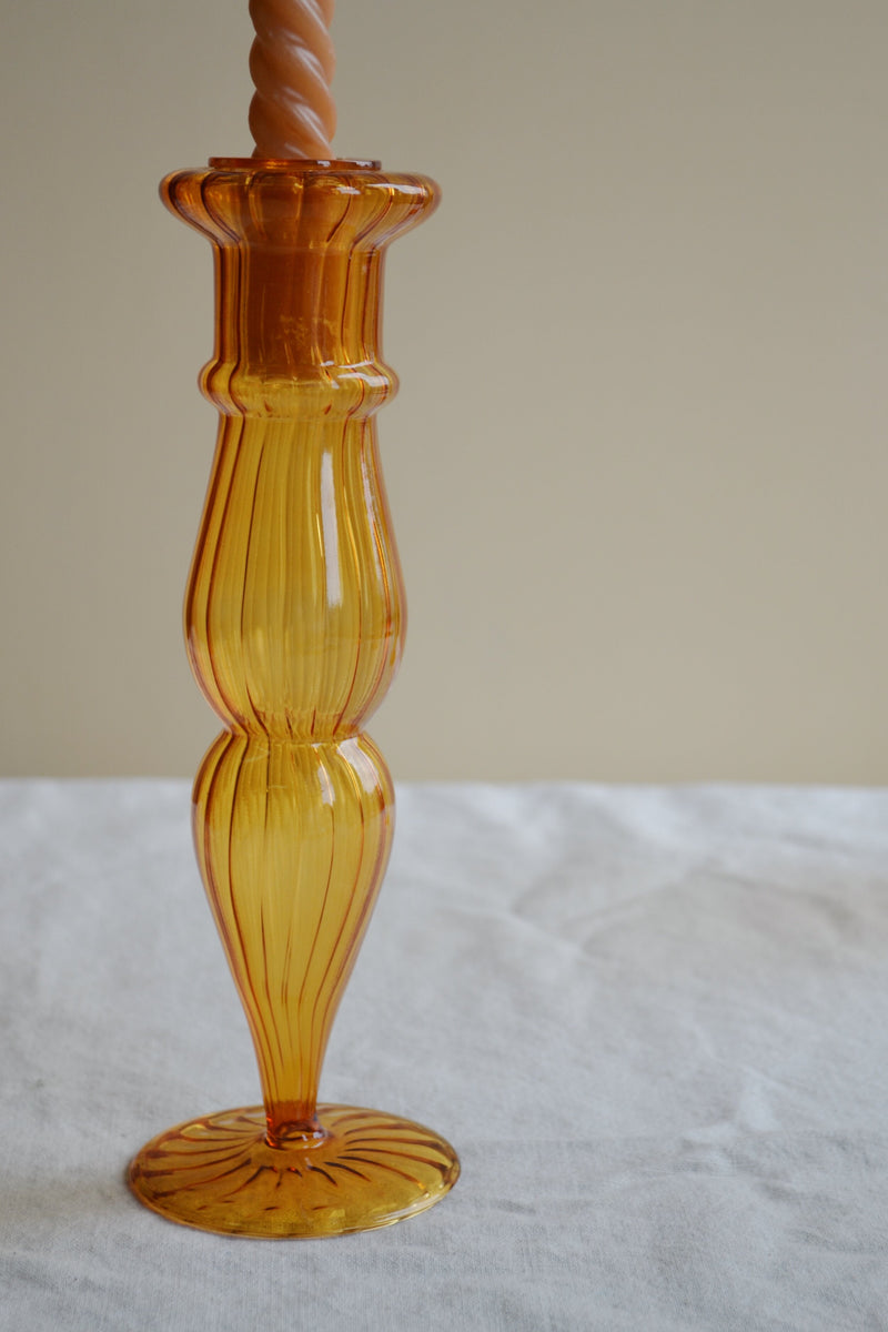 Classic Mustard Glass Candle Holder