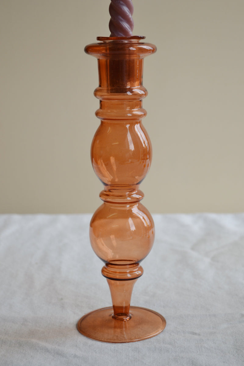Classic Coral Glass Candle Holder