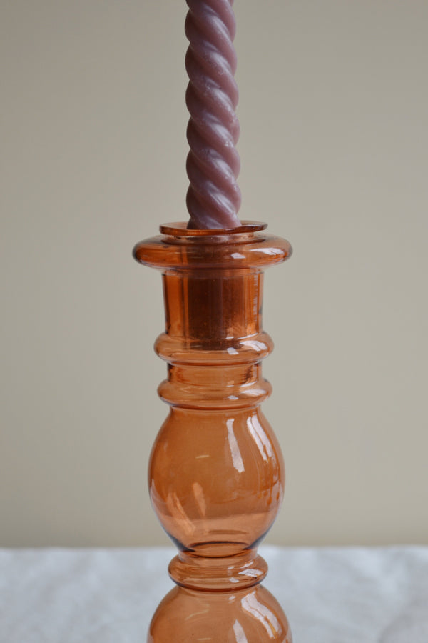 Classic Coral Glass Candle Holder