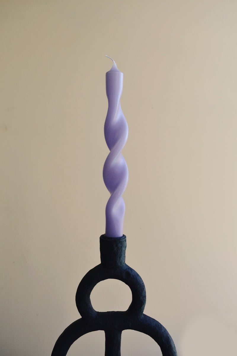 Set of Two Twisted Candles - Orchid Light Purple