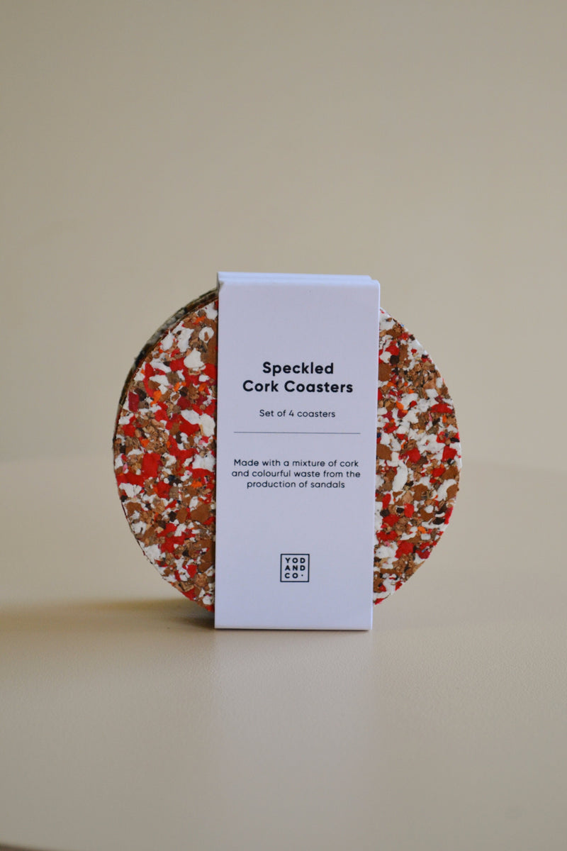 Set of Four Speckled Cork Coasters - Three Colours Available