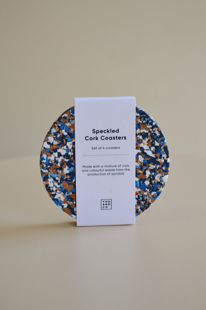 Set of Four Speckled Cork Coasters - Three Colours Available