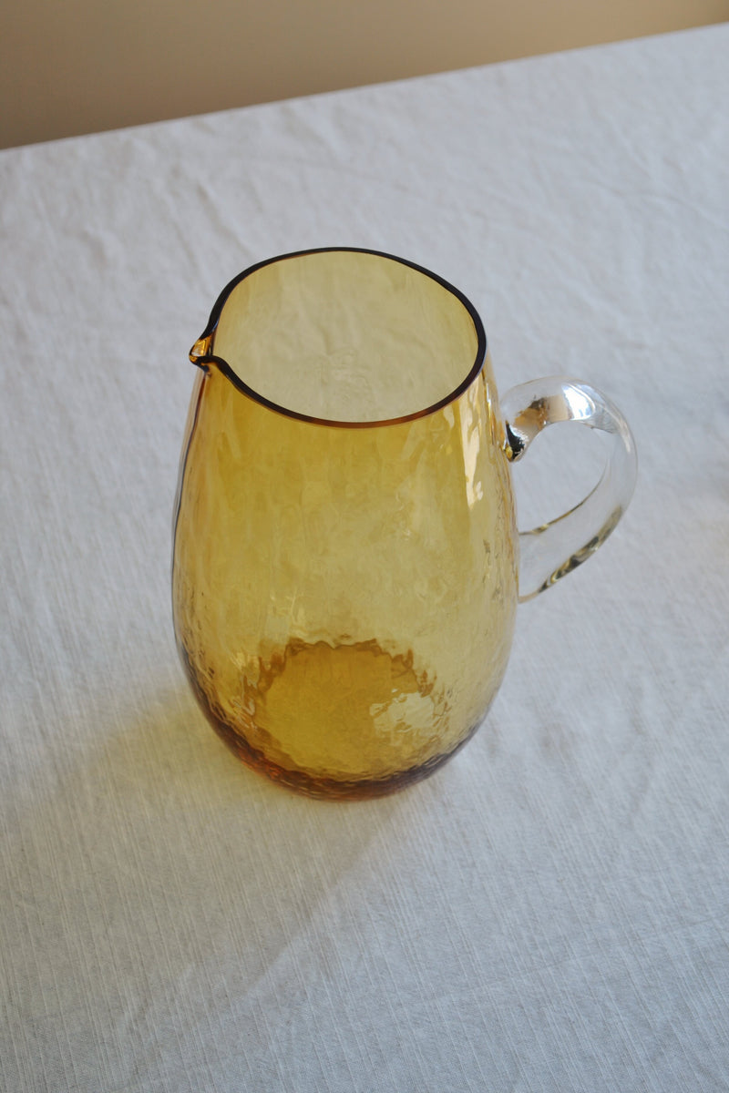 Amber Mouth- Blown Hammered Glass Jug