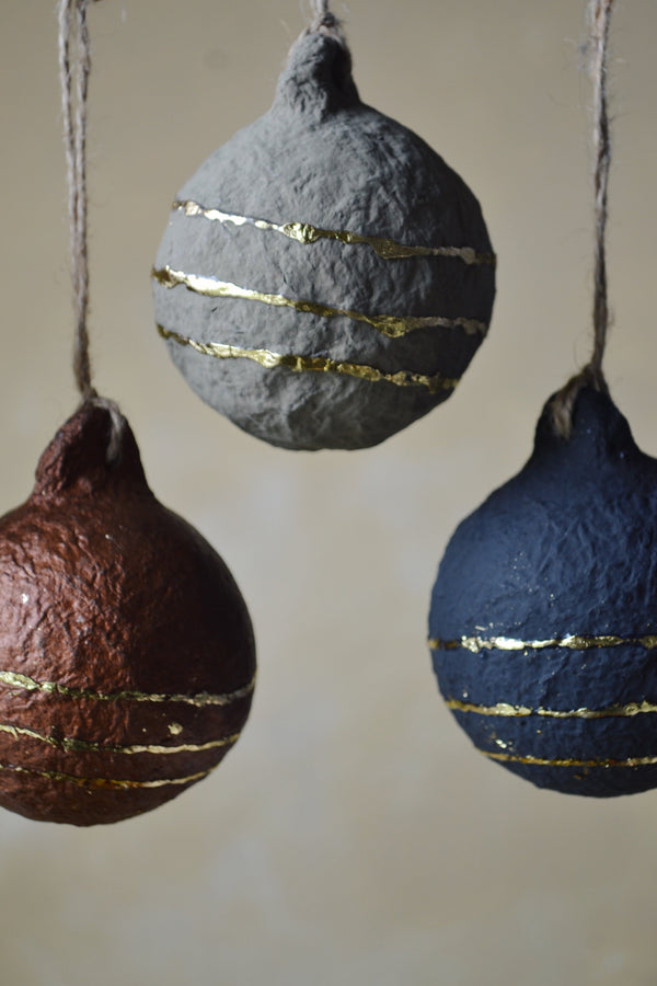 Set of Six Paper Pulp Ball Decorations